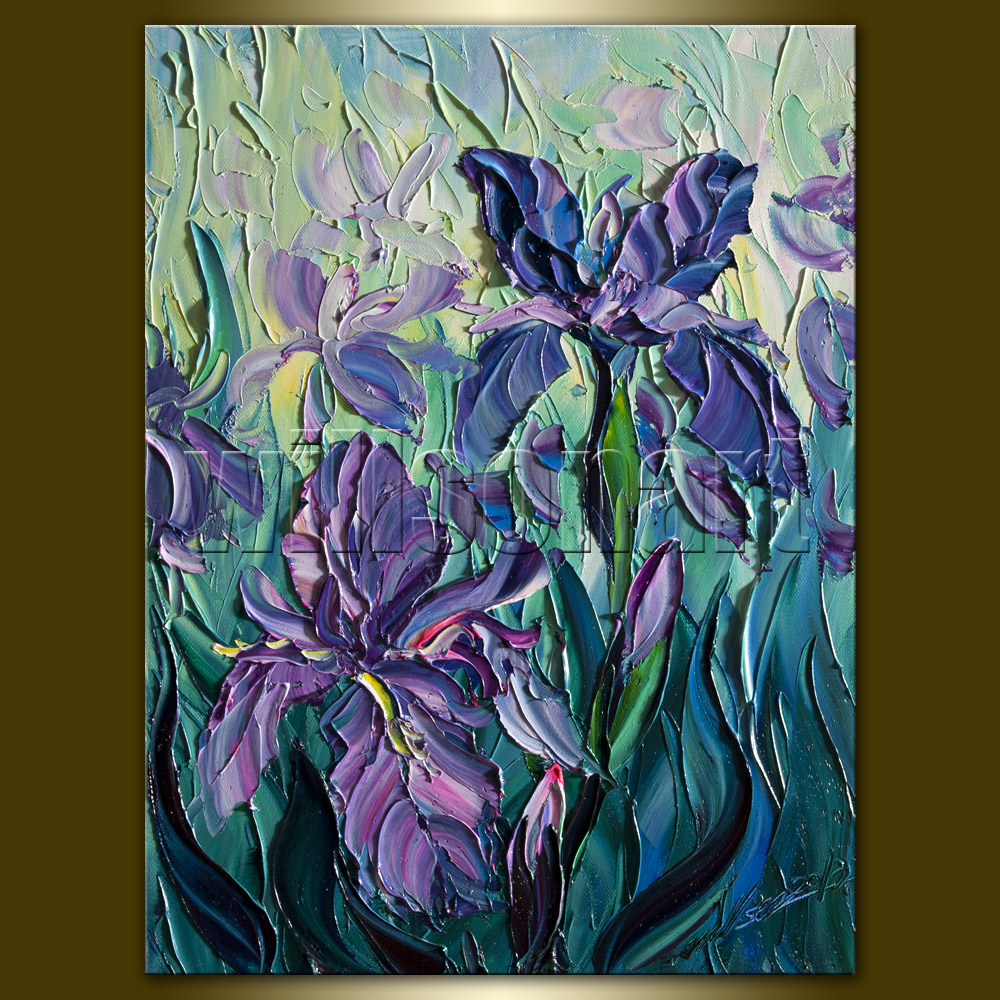 Iris Giclee Canvas Print Modern Flower Art from Original Oil Painting ...