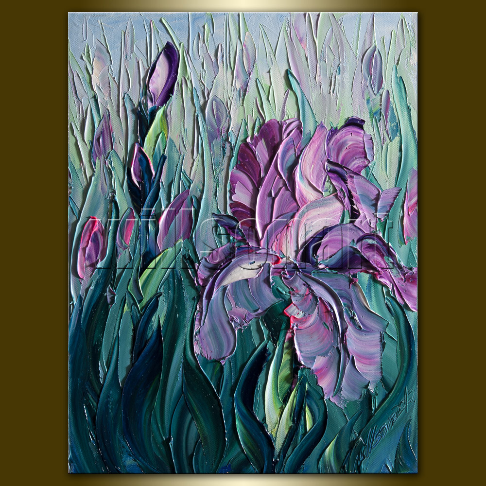 Painting Art & Collectibles Oil Iris Original Oil Painting etna.com.pe